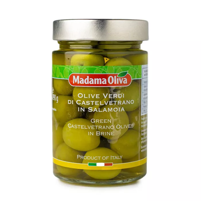 Madama Oliva zelené olivy castelvetrano v slanom náleve 300g