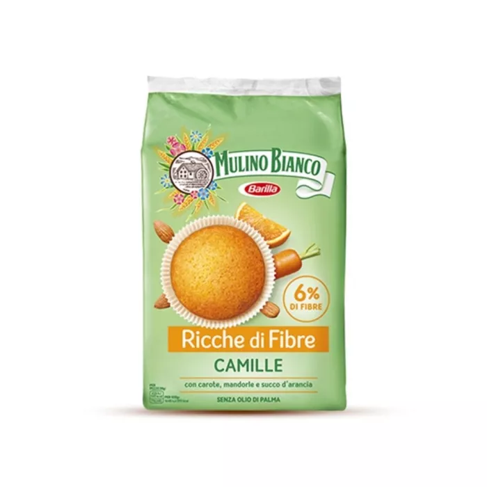 Mulino Bianco Camille muffiny s mrkvou, mandľami a pomarančovým džúsom 304g