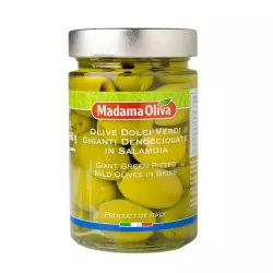 Madama Oliva obrie zelené skladké olivy v slanom náleve 300g thumbnail-1