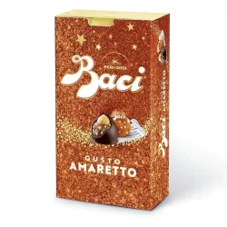 Perugina Baci pralinky s horkou čokoládou, príchuťou Amaretto sušienok, lieskovým orechom a mandľami 150g thumbnail-1